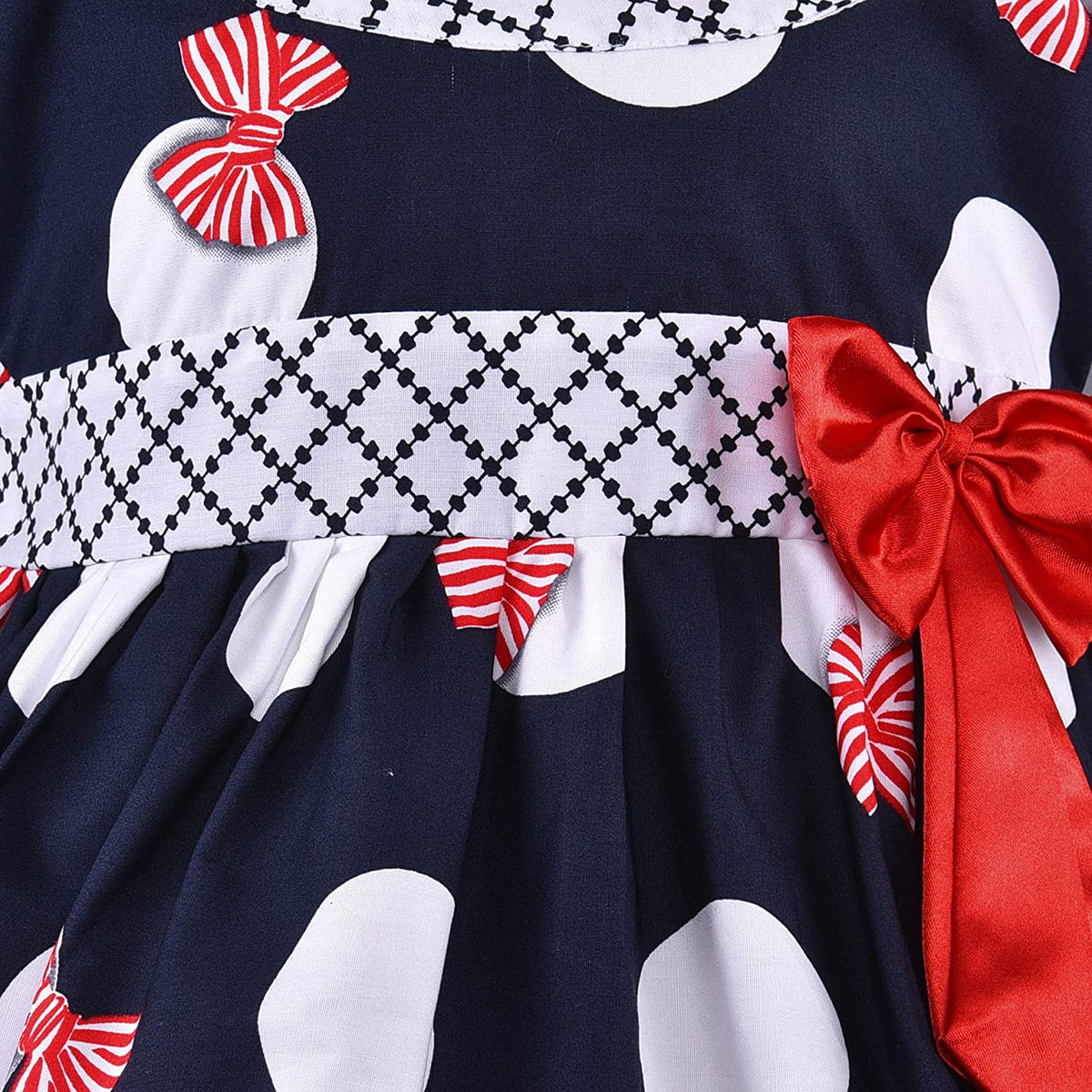 Girls Printed Bow Cotton Casual Dress