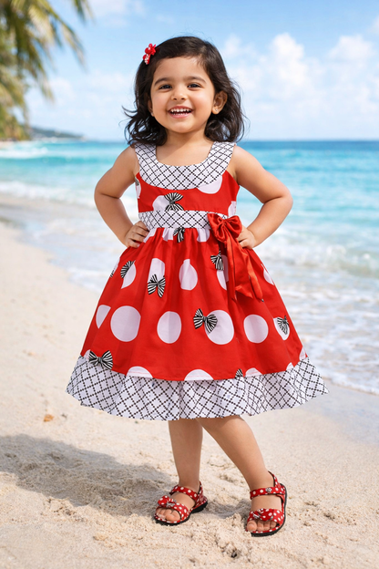 Girls Pure Cotton Printed Summer Casual Dress