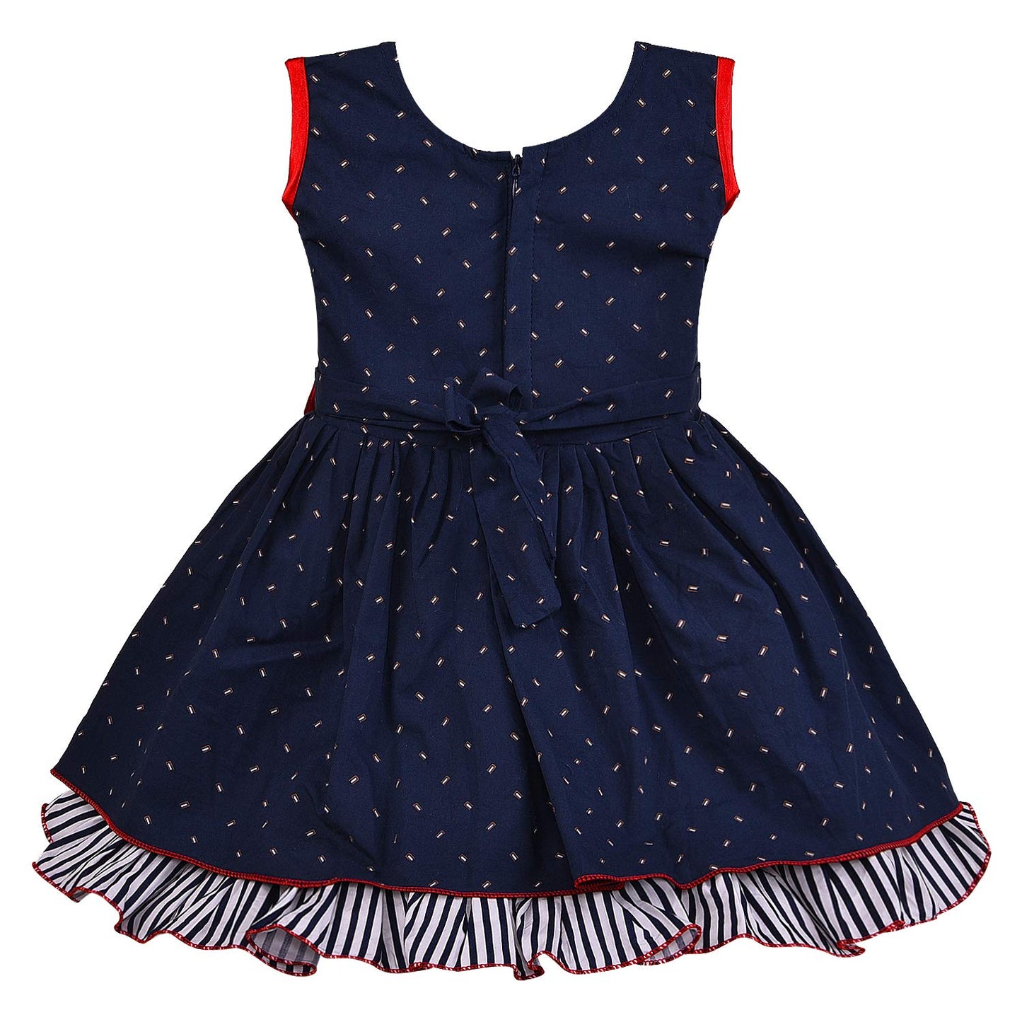 Girls Cotton Printed Party Wear Dress with Bow Belt – Soft, Stylish & Comfortable