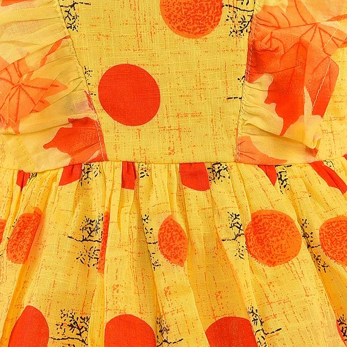 Girls White & Red Strawberry Cotton Dress with Flared Skirt