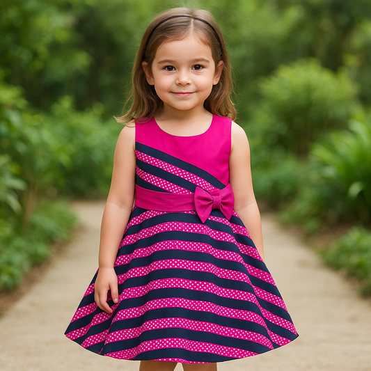 Girls Summer Cotton Striped Sleeveless A-line Dress