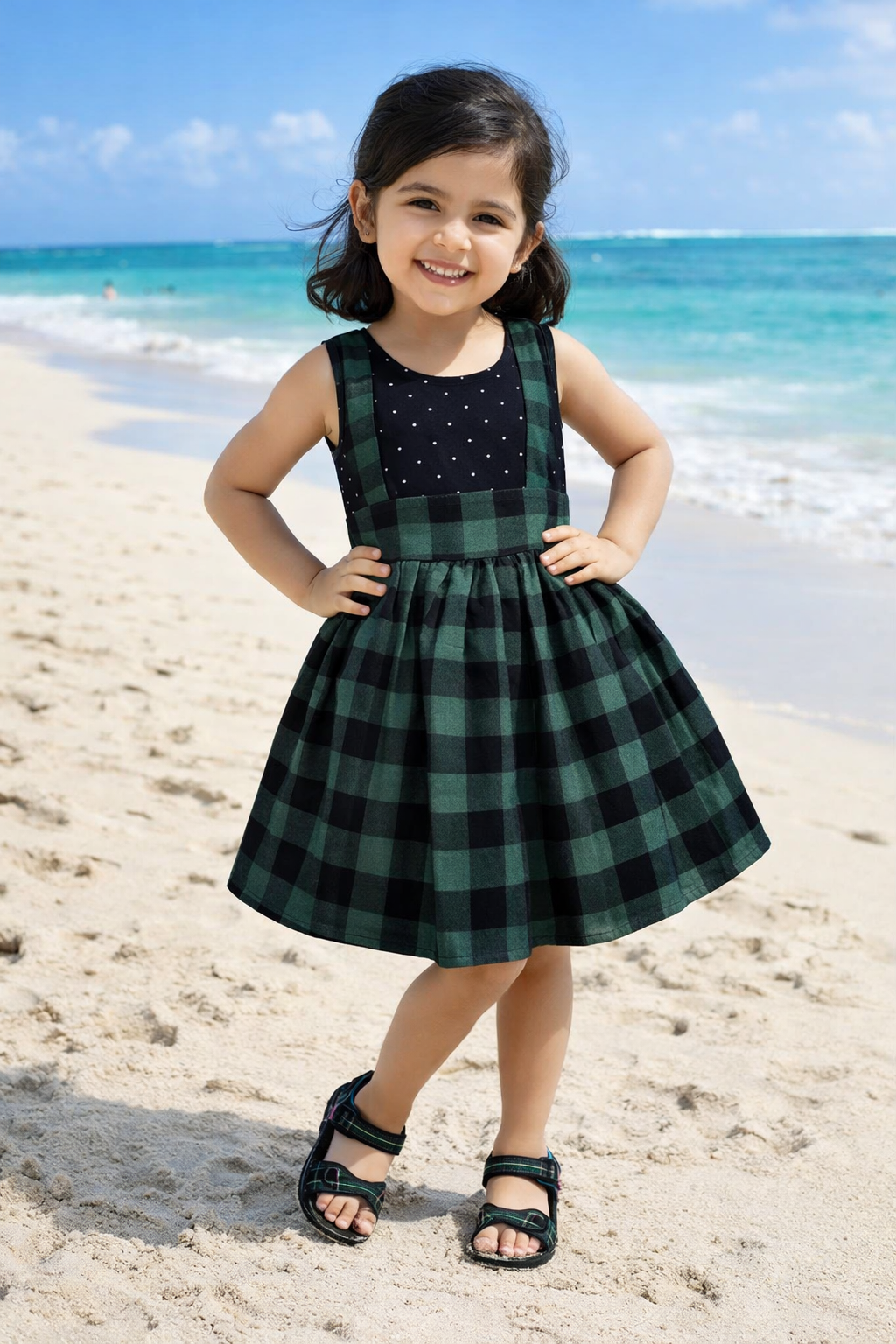 Girls Checkered Cotton Summer Casual Dress
