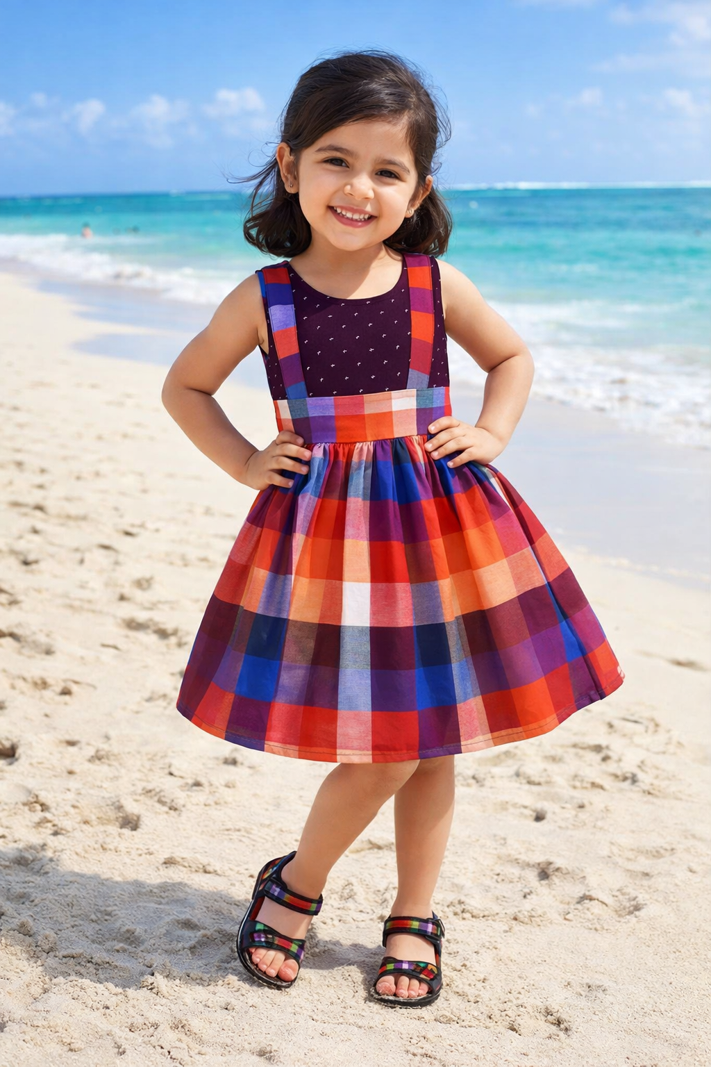 Girls Checkered Cotton Summer Casual Dress