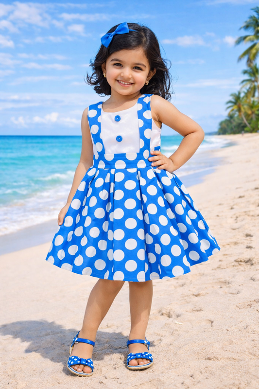 Girls Polka Dot Cotton Sleeveless Dress