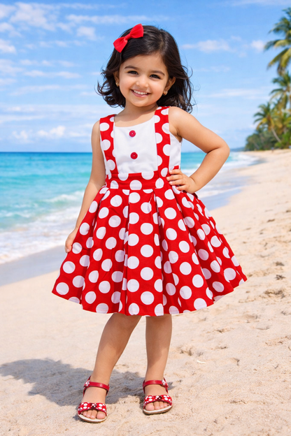 Girls Polka Dot Cotton Sleeveless Dress