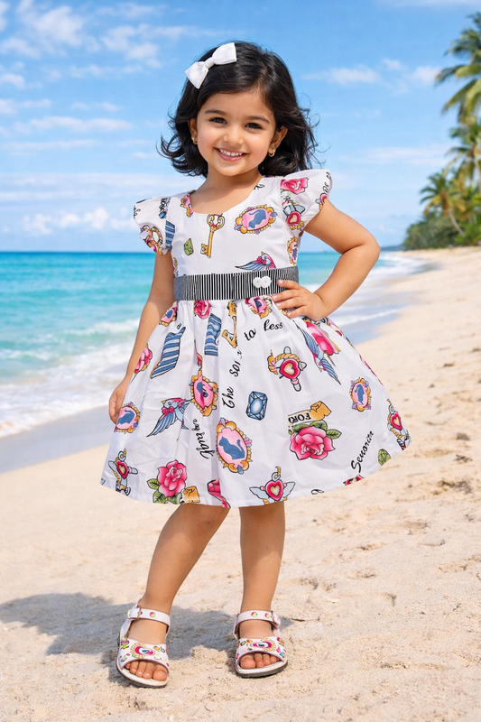 Girls Pure Cotton Printed Summer Casual Dress