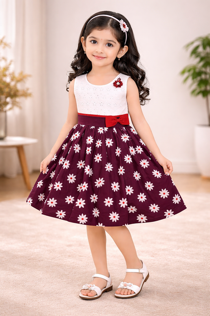 Girls Pure Cotton Floral Printed Summer Dress