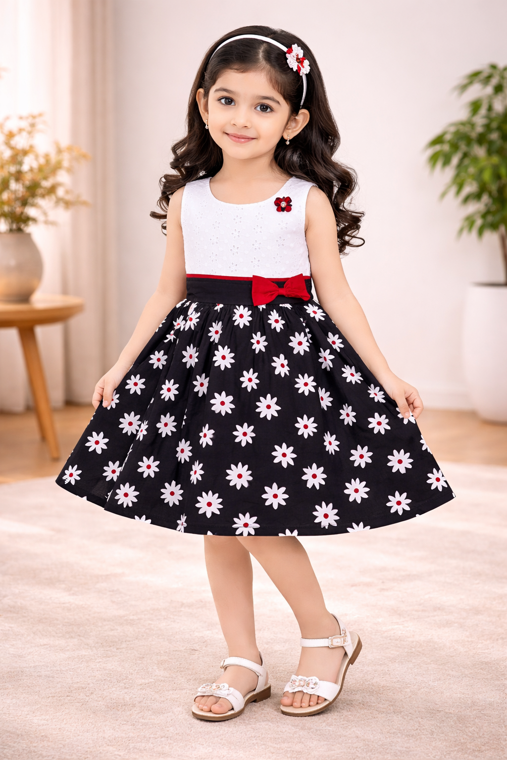 Girls Pure Cotton Floral Printed Summer Dress