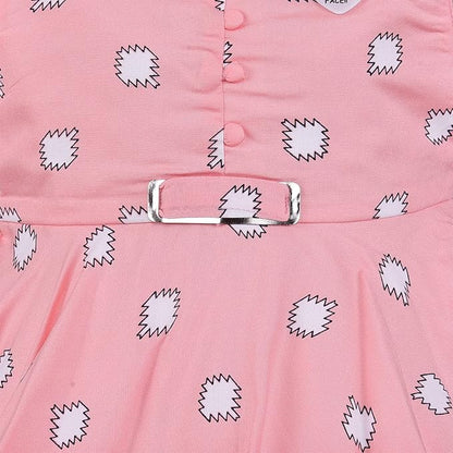 Girls Cotton Printed Sleeveless Dress with Belt | Soft & Breathable Kids Casual Party Dress