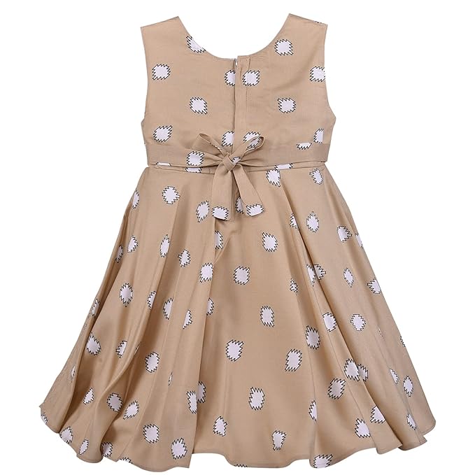 Girls Cotton Printed Sleeveless Dress with Belt | Soft & Breathable Kids Casual Party Dress