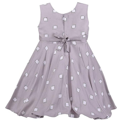 Girls Cotton Printed Sleeveless Dress with Belt | Soft & Breathable Kids Casual Party Dress