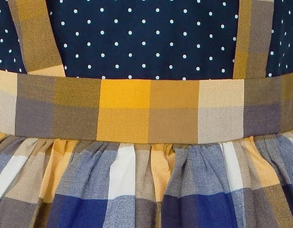 Girls Yellow & Blue Cotton Checkered Sleeveless Dress | Soft & Breathable Kids Casual Party Dress