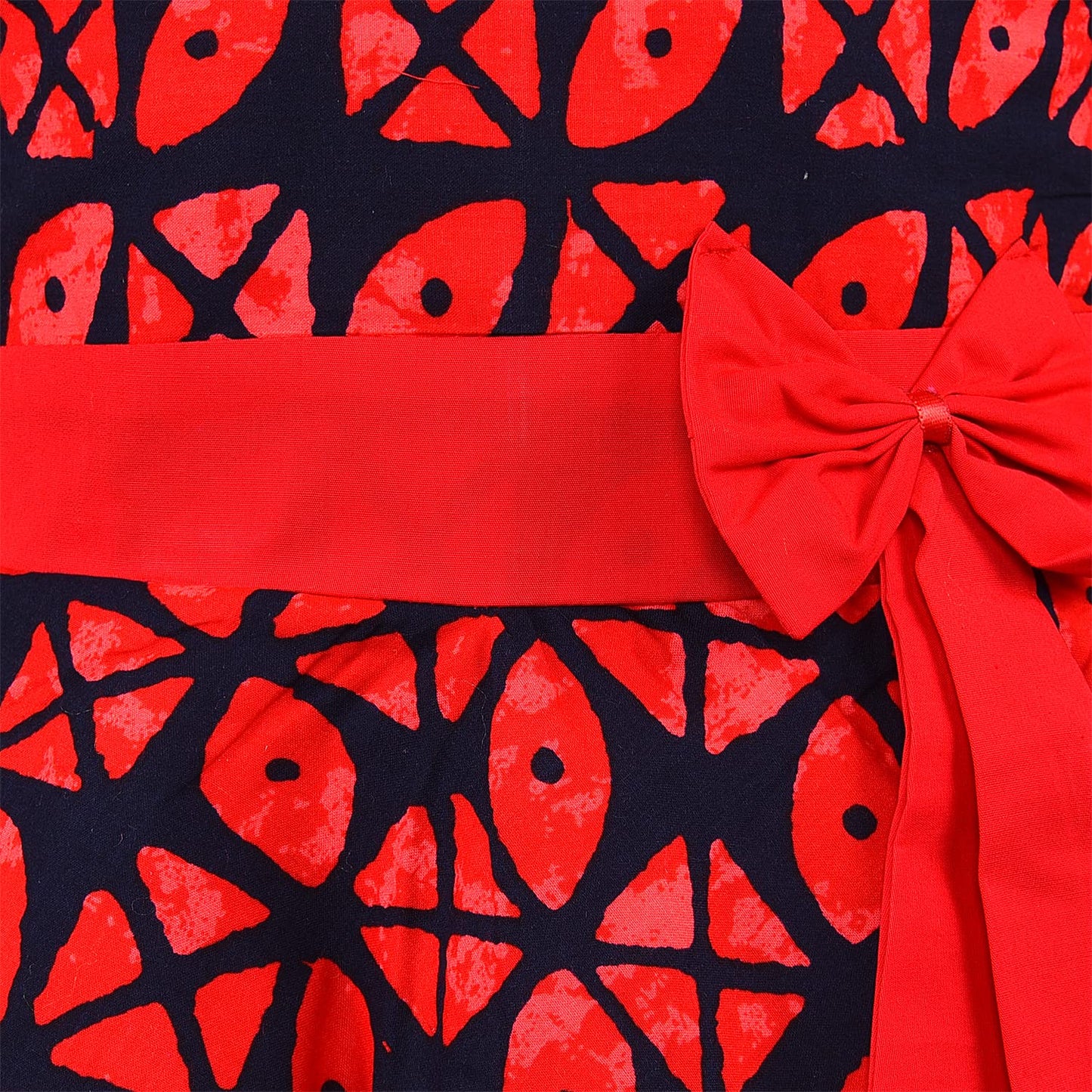 Girls Cotton Printed Party Wear Dress with Bow Belt – Soft, Stylish & Comfortable