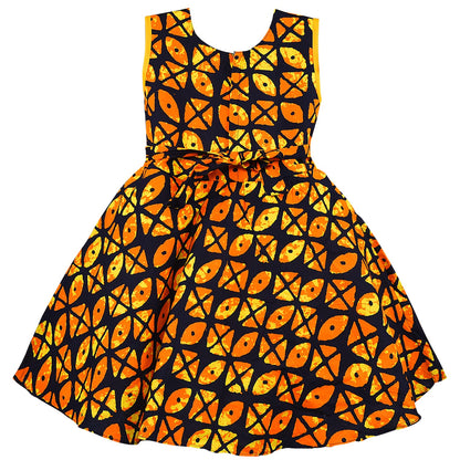 Girls Cotton Printed Party Wear Dress with Bow Belt – Soft, Stylish & Comfortable