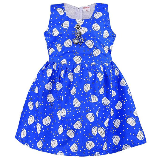 Girls Printed Cotton Sleeveless Dress