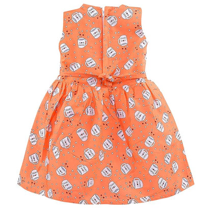 Girls Printed Cotton Sleeveless Dress