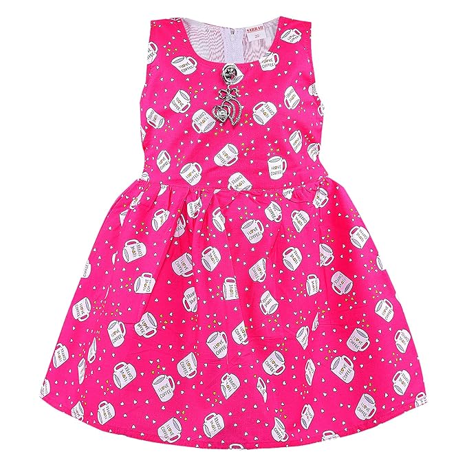 Girls Printed Cotton Sleeveless Dress