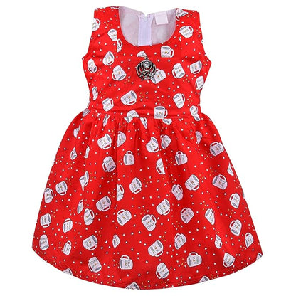 Girls Printed Cotton Sleeveless Dress