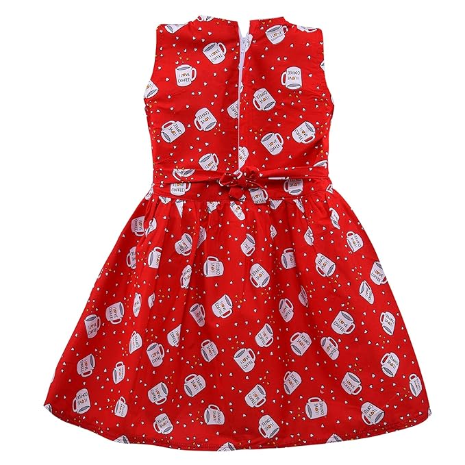 Girls Printed Cotton Sleeveless Dress