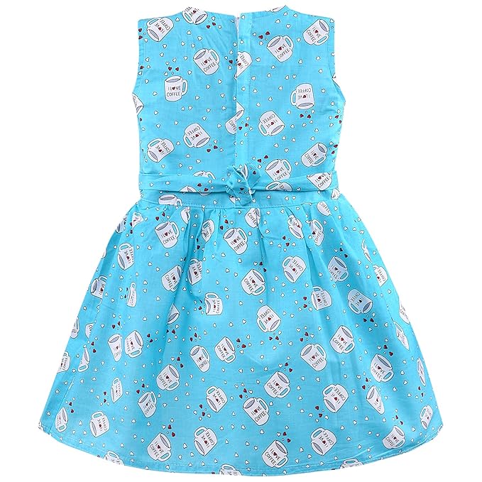 Girls Printed Cotton Sleeveless Dress