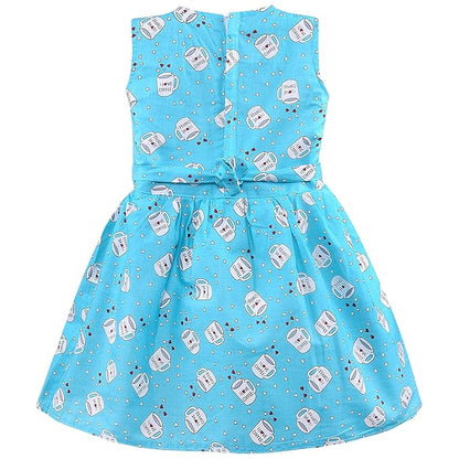 Girls Printed Cotton Sleeveless Dress