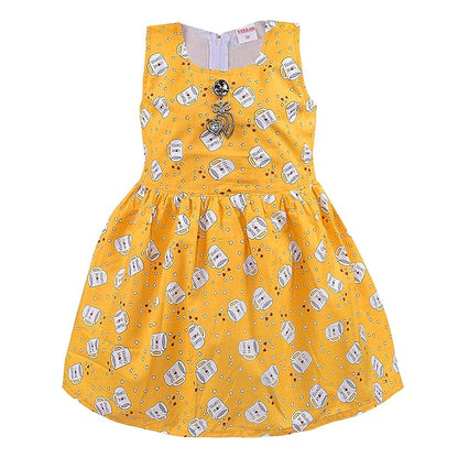 Girls Printed Cotton Sleeveless Dress
