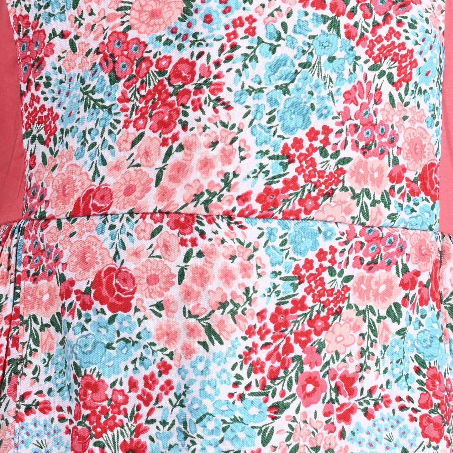 Girls Floral Printed Cotton Fit & Flare Dress with Flutter Sleeves