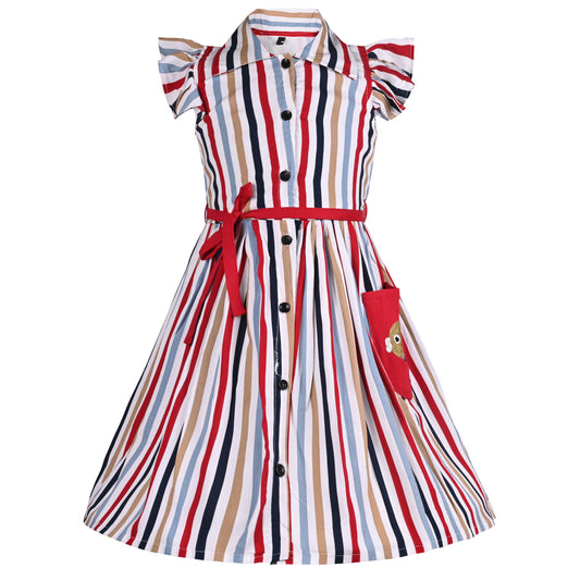Girls Striped Pure Cotton Summer Dress