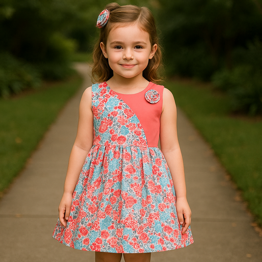 Girls Floral Print Fit and Flare Frock Dress