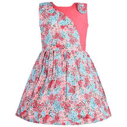 Girls Floral Print Fit and Flare Frock Dress