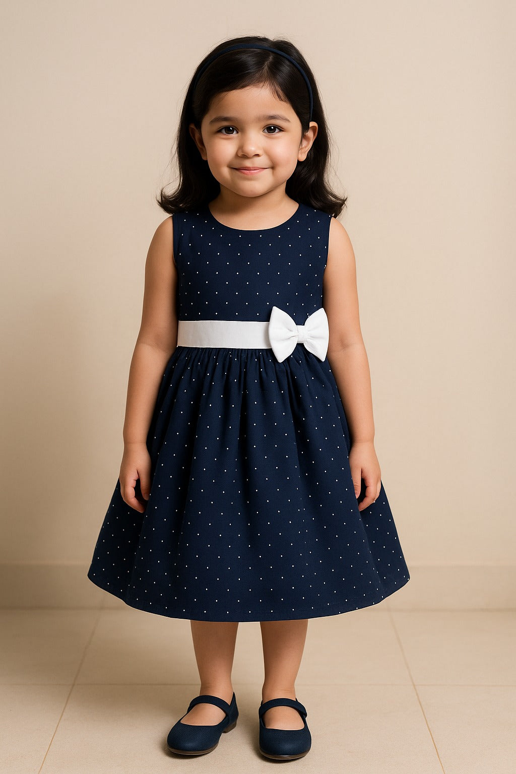 Girls Polka Print Cotton Summer Dress