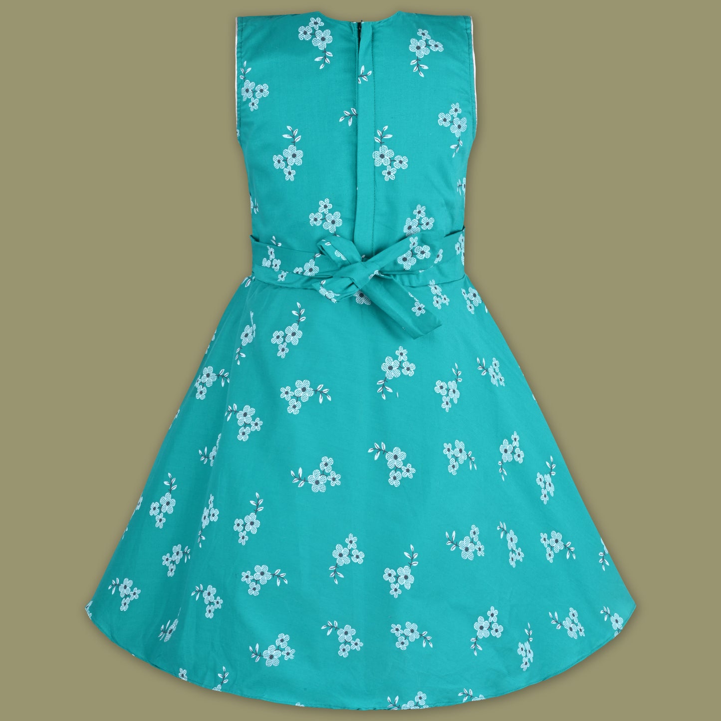 Girls Cotton Floral Print Bow Summer Dress