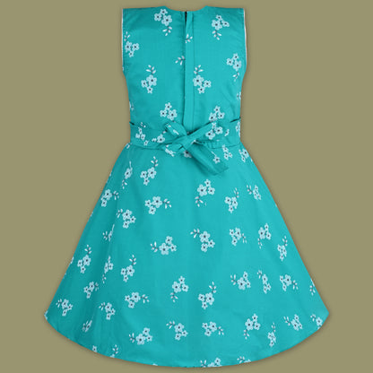 Girls Cotton Floral Print Bow Summer Dress