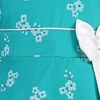 Girls Cotton Floral Print Bow Summer Dress