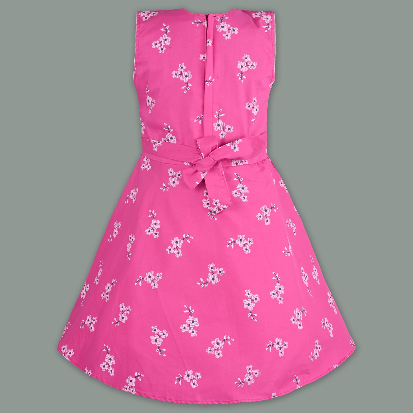 Girls Cotton Floral Print Bow Summer Dress