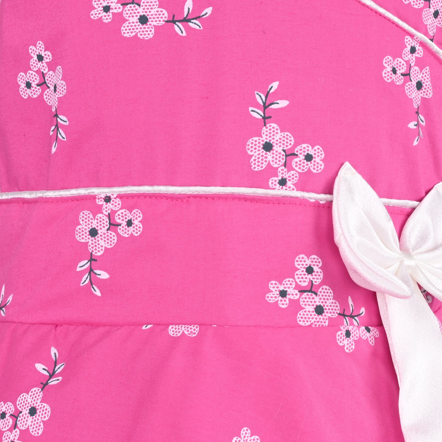 Girls Cotton Floral Print Bow Summer Dress