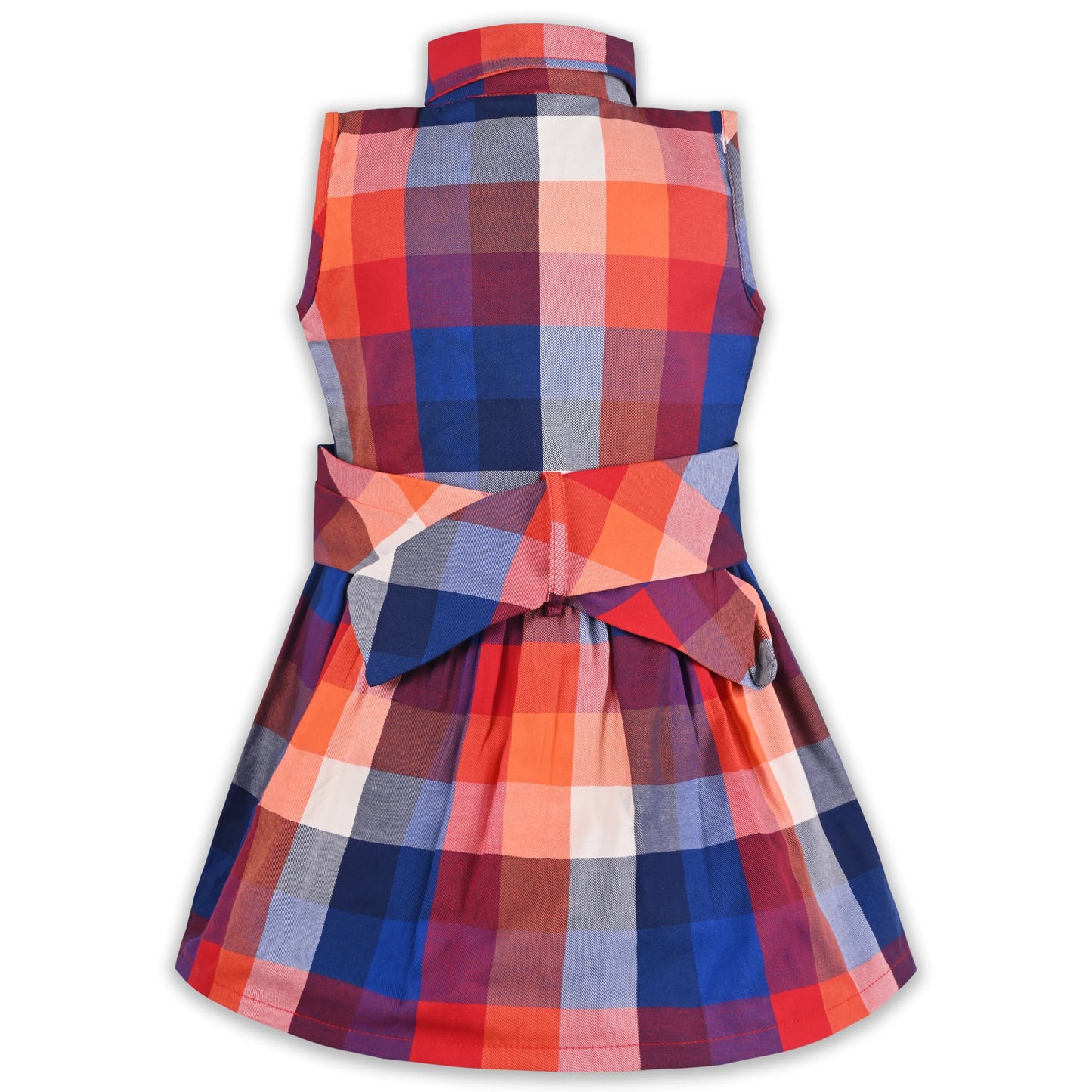 Girls Cotton Checkered Sleeveless Shirt Dress with Belt | Soft & Breathable Kids Casual Outfit