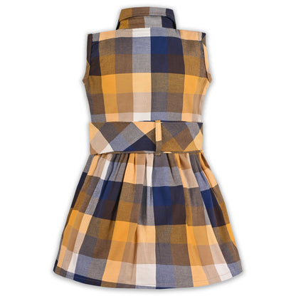 Girls Cotton Checkered Sleeveless Shirt Dress with Belt | Soft & Breathable Kids Casual Outfit