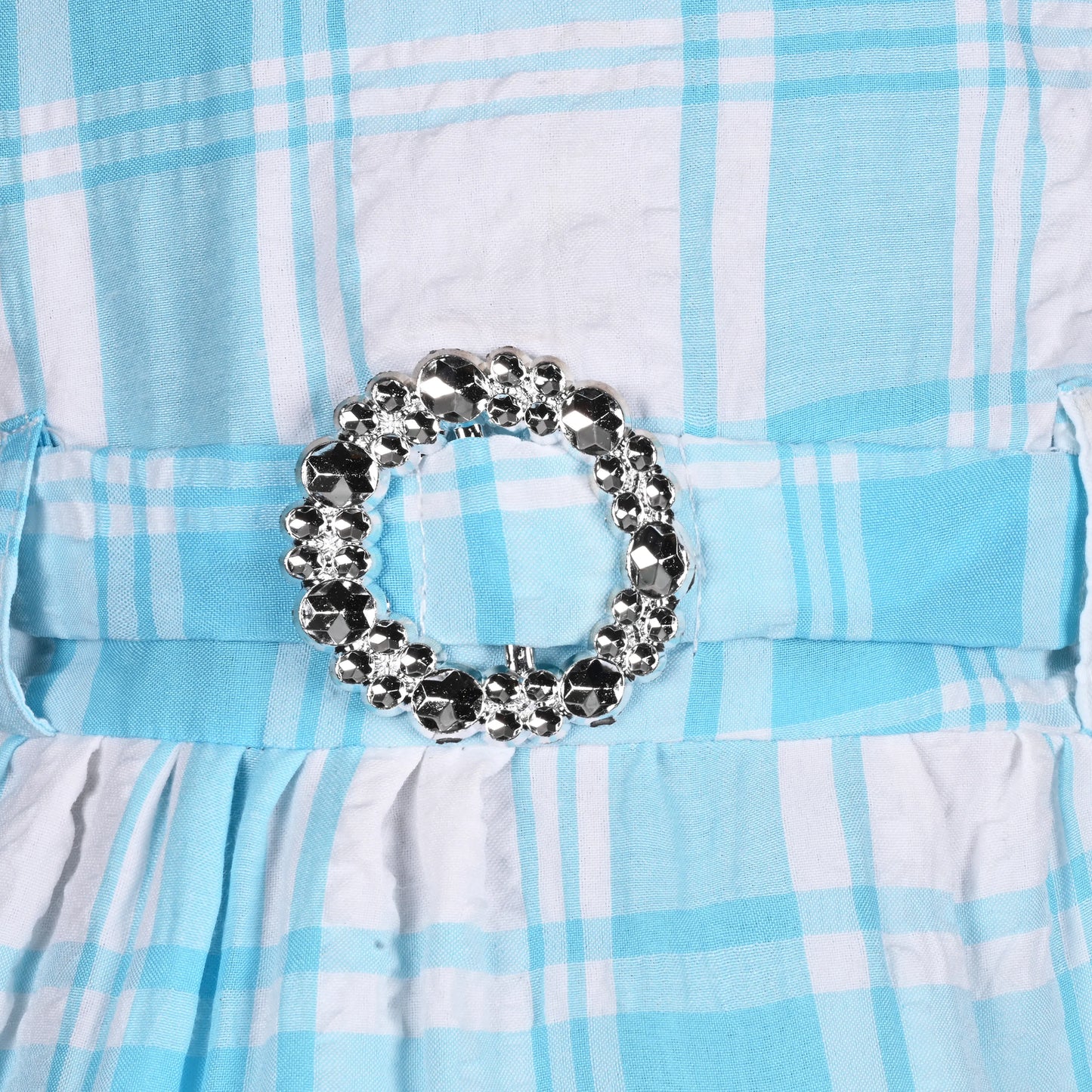 Girls Cotton Checked Party Frock for Girls with Belt Detail