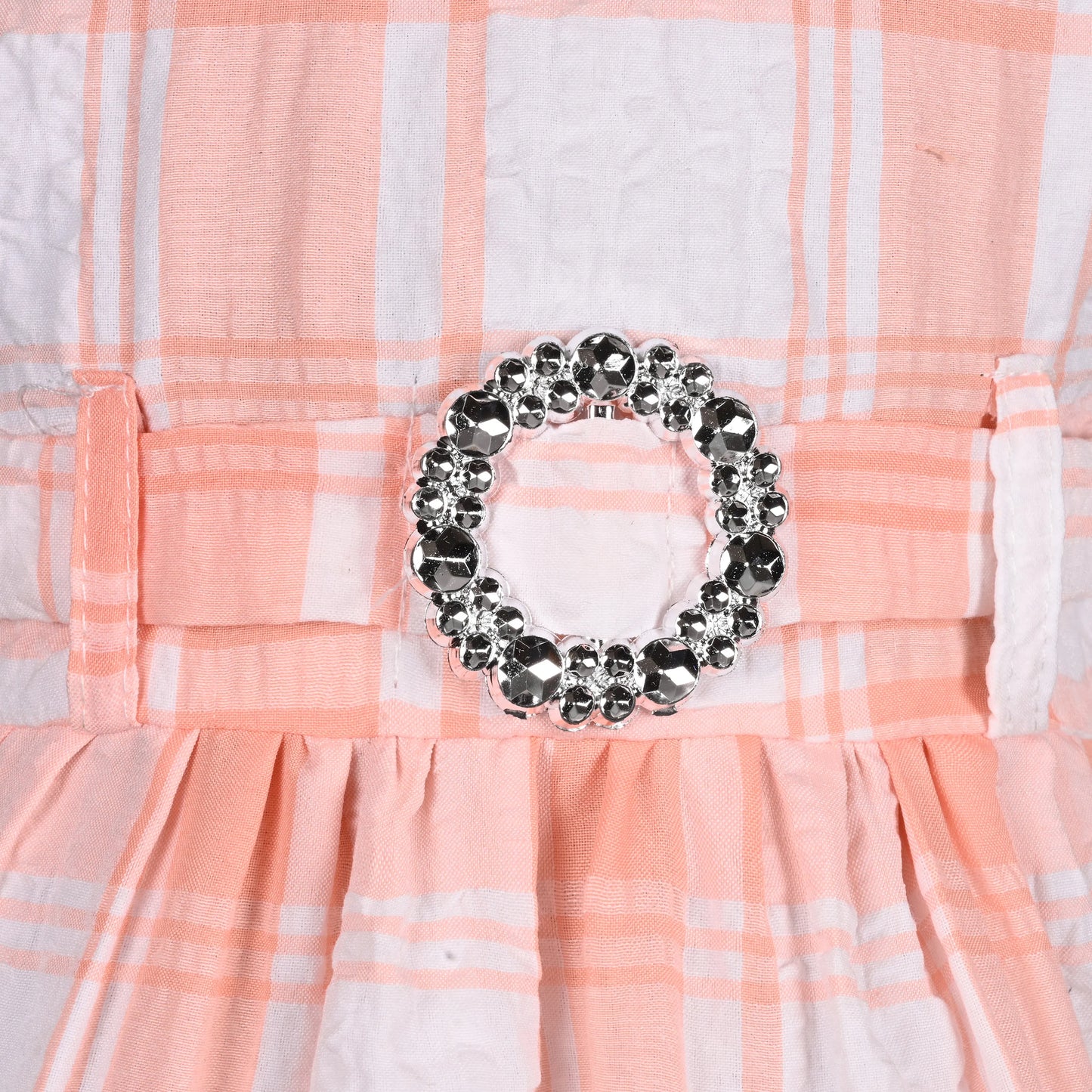 Girls Cotton Checked Party Frock for Girls with Belt Detail