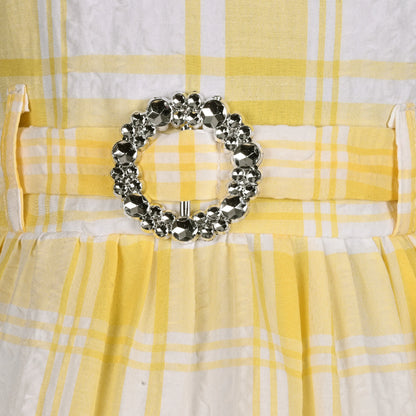 Girls Cotton Checked Party Frock for Girls with Belt Detail