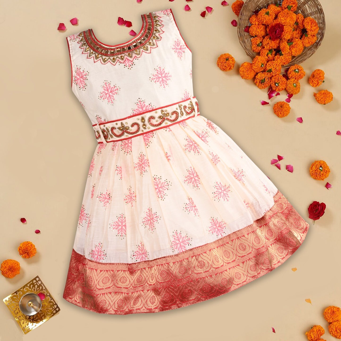 Buy Premium Onam Dress for Baby Girl Online | Girls Onam kasavu dress