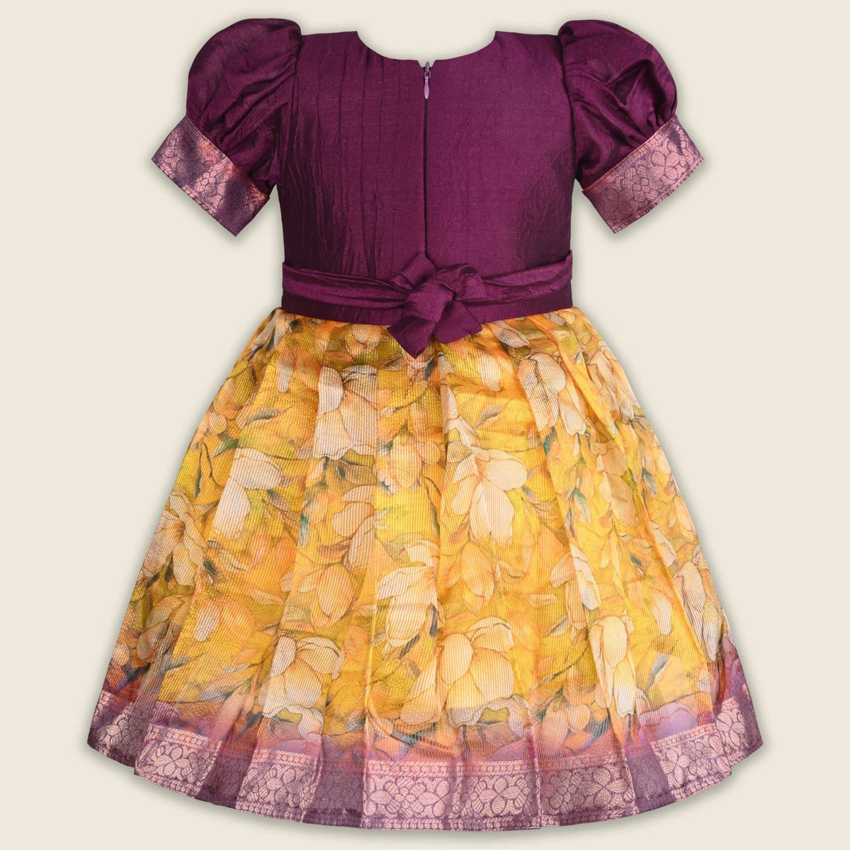 Girls Bead Embellished Floral Zari Ethnic Dress fep3529
