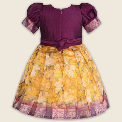 Girls Bead Embellished Floral Zari Ethnic Dress fep3529