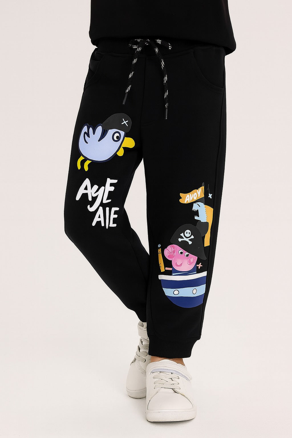 Boys Cartoon Print Elastic Cotton Casual Joggers