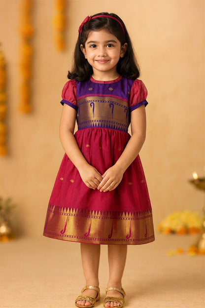 Girls Traditional Zari Border Ethnic Dress