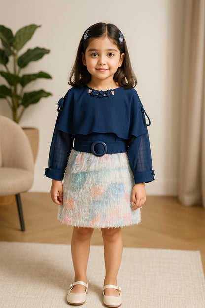 Girls Checkered Print Full Sleeve Fit and Flare Frock Dress