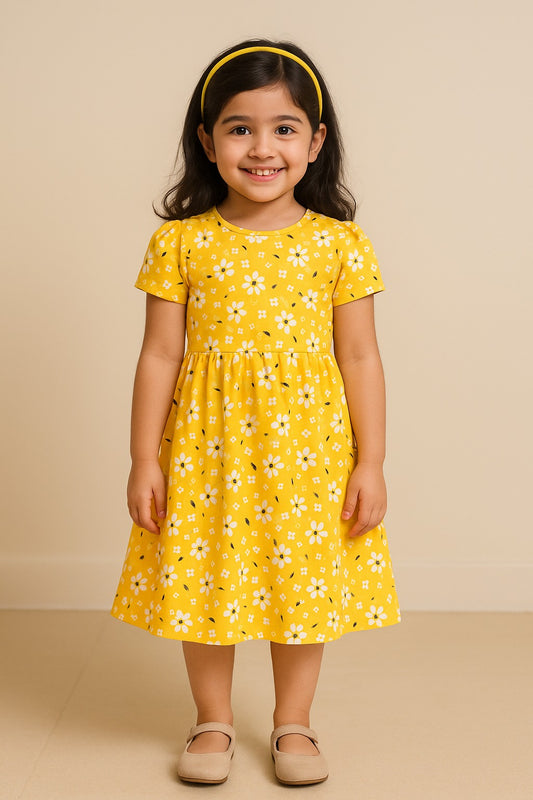Girls Short Sleeve Fit and Flare Frock Dress