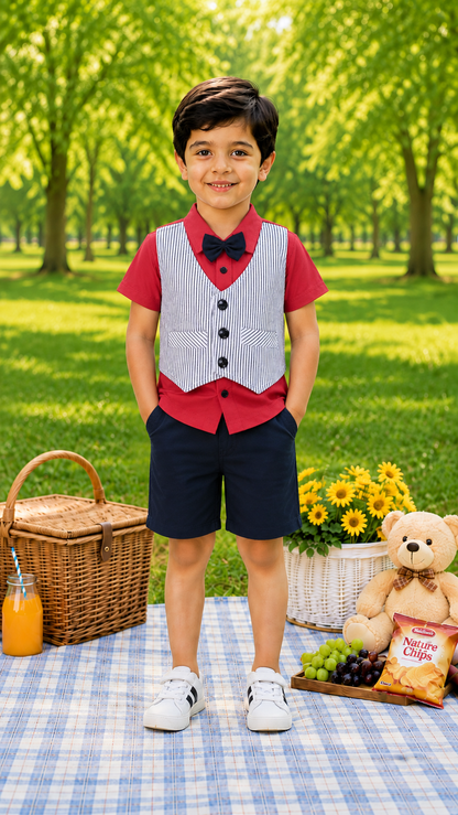 Baby Boys Cotton Striped T-shirt and Shorts Clothing Set