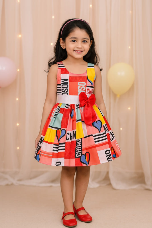 Girls Pure Cotton Printed Summer Casual Dress